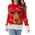thumbnail image 1 of Women'S Christmas Sweater Fall Winter Xmas Top Long Sleeve Round Neck Knitted Sweater Chunky Casual Pullover Top Red XXL, 1 of 7