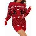 thumbnail image 1 of Women'S Christmas Sweaters - Women'S Ugly Christmas Sweaters - Decorative Winter Holiday Knit Dresses Red XXL, 1 of 8