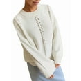 thumbnail image 1 of Women'S Chunky Knit Sweaters 2025 Fall Long Sleeve Crew Neck Oversized Pullover Tops Winter Fashion Clothes Milky M, 1 of 8