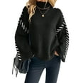 thumbnail image 1 of Women'S Chunky Knit Sweaters Fall Long Sleeve Mock Neck Oversized Pullover Tops Winter Fashion Clothes Black L, 1 of 10