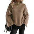 thumbnail image 1 of Women'S Chunky Knit Sweaters Fall Long Sleeve Mock Neck Oversized Pullover Tops Winter Fashion Clothes Dark Khaki S, 1 of 10