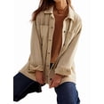 thumbnail image 1 of Women'S City Denim Jacket-Long Sleeve Oversized Boyfriend Style Jean Jacket with Button Up Front Cream White S, 1 of 7