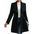 thumbnail image 1 of Women'S Classic Coat Lapel Collar Open Front Long Jacket Pea Coat Black XL, 1 of 9