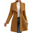 thumbnail image 1 of Women'S Classic Coat Lapel Collar Open Front Long Jacket Pea Coat Camel Color L, 1 of 9