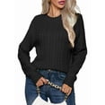 thumbnail image 1 of Women'S Classic-Fit Light Cable Long Sleeve Mockneck Loose Casual Sweater Black S, 1 of 10
