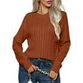 thumbnail image 1 of Women'S Classic-Fit Light Cable Long Sleeve Mockneck Loose Casual Sweater Dark Brown M, 1 of 9