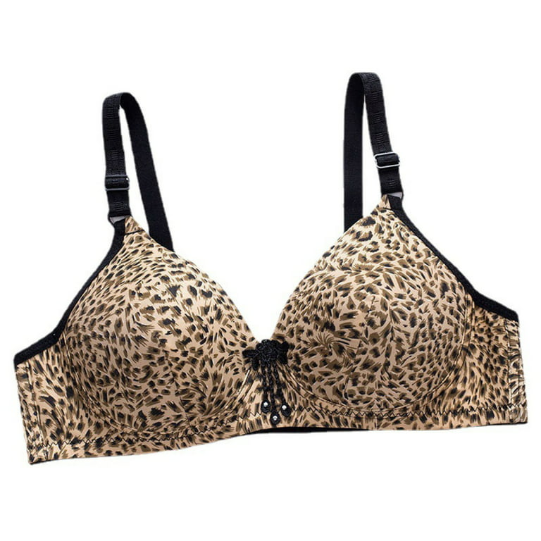 All.You.LIVELY Women's Leopard Print No Wire Push-Up Bra - Night Black 36DDD
