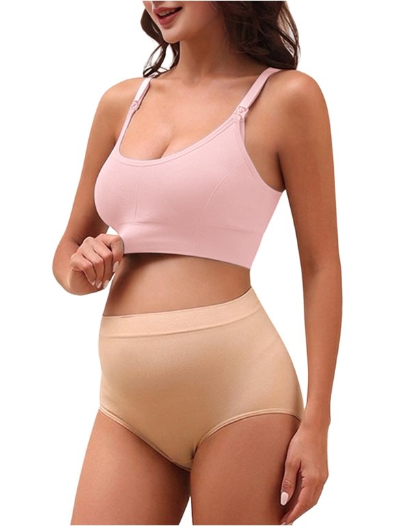Women'S Clip Down U-Back Anti-Sagging Maternity Feeding Bra Pink M