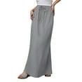 thumbnail image 1 of Women'S Clothing Linen Maxi Skirts For Women Trendy Summer Comfy Drawstring Waist A Line Skirts Cute Boho Long Flowy on Skirt plus Size Midi for Women 2x Short Ruffle Button Gray XL, 1 of 7