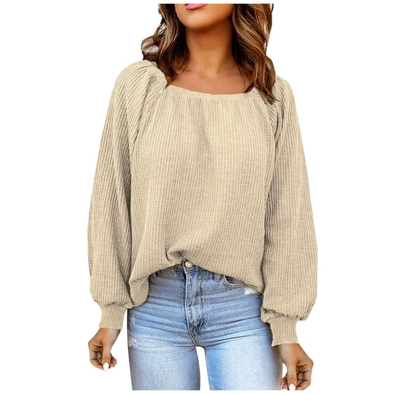 Women'S Clothing, Shirts for Women, Elegant Spring Women’s Long Sleeve Blouses Loose Fit Square Neck Stylish Breathable Tops for Ladies
