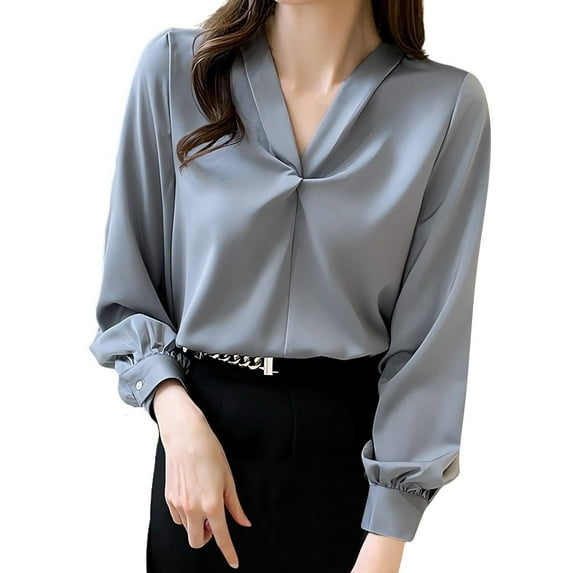Women'S Clothing, Tops for Women Trendy, Elegant Women's Satin Silk Button Down Blouse Casual Long Sleeve Work Shirt for Every Occasion