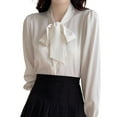 thumbnail image 1 of Women'S Clothing, Women Blouses, Elegant Women's Blouse Satin Silk Button Down Long Sleeve Casual Work Shirt for and Everyday Wear, 1 of 3