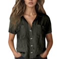 thumbnail image 1 of Women'S Clothing, Women Blouses, Stylish Women's Button-Up Short Sleeve Shirt for Casual and Wear with V-Neck and Lace Details, 1 of 7