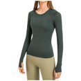 thumbnail image 1 of Women'S Clothing, Women Blouses, Women's Long Sleeve Fitness Shirt Seamless Yoga Tops Breathable Running Apparel Slim Fit Sportswear for Active, 1 of 4