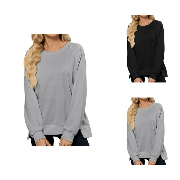 Women'S Clothing Women's Solid Color Sweatshirt Women's Casual Crewneck Sweatshirt Long Sleeve Pullover Soft Comfortable Stretchy Tops For Everyday Wear Outfit