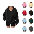 thumbnail image 1 of Women'S Clothing Women's Solid Sweatshirt Women's Oversized Sweatshirt V Neck Long Sleeved Pullover Elegant Casual And Cute Sporty Hoodless Sweatshirt, 1 of 5
