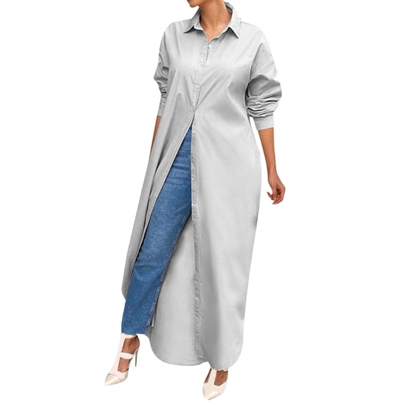 Women'S Clothing, Womens Tops, Trendy Womens Casual Long Sleeve Loose Button Shirt Elegant Solid Blouse for Everyday Wear Stylish Versatile Workwear Top Fashionable Comfortable Addition