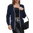 thumbnail image 1 of Women'S Color Block Long Sleeves Sweater Fall Button Down Casual Coatigan Soft Knit Coat with Pocket Navy Blue L, 1 of 8