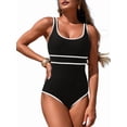 thumbnail image 1 of Women'S Color Block One-Piece Athletic Swimsuit Sports Tummy Control Cheeky Bathing Suits White S, 1 of 9