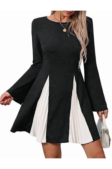 walmart black and white dress Final Sale Plus Size Poplin Color Block Maxi Dress Black and White