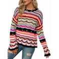 thumbnail image 1 of Women'S Colorful Sweater Crochet Open Knit Long Sleeve Crew Neck Oversized Sweater Black L, 1 of 10