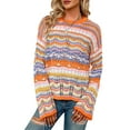 thumbnail image 1 of Women'S Colorful Sweater Crochet Open Knit Long Sleeve Crew Neck Oversized Sweater Orange S, 1 of 8