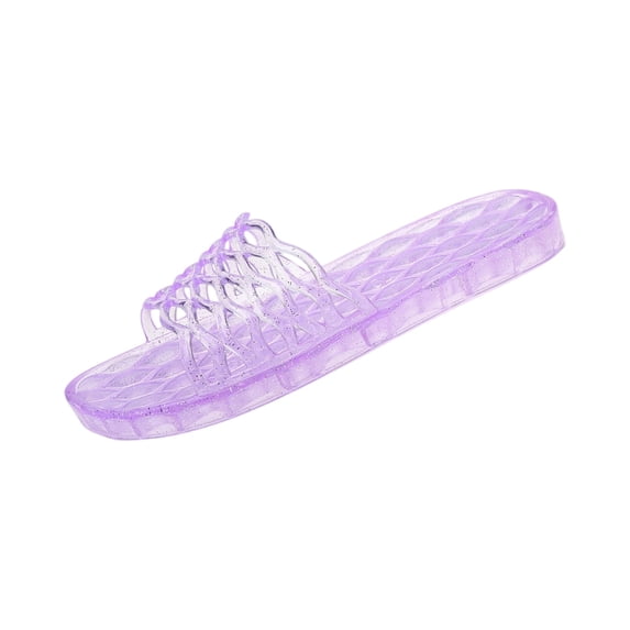 Women'S Comfortable Glitter Jelly Slides, Non-Slip Hollow Out Casual Flat Sandals For Daily Wear, 38
