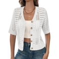 thumbnail image 1 of Women'S Comfy Knit Sweater Cardigan Casual Hollow-Out Short Sleeve Cardigan for Wear White M, 1 of 7