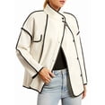 thumbnail image 1 of Women'S Contrasting Colors Cropped Jacket Casual Light Weight Fall Fashion Winter Coats Outerwear Trendy Clothes White S, 1 of 9