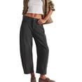 thumbnail image 1 of Women'S Corduroy Pants Mid-Rise Elastic Waist Cord Pant Casual Wide Leg Baggy Trouser with Pockets Dark Gray S, 1 of 9