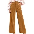 thumbnail image 1 of Women'S Corduroy Wide Leg Pants with Patch Pockets Casual Slim Fit Elastic Waist Trousers Beige S, 1 of 8