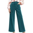 thumbnail image 1 of Women'S Corduroy Wide Leg Pants with Patch Pockets Casual Slim Fit Elastic Waist Trousers Green M, 1 of 8