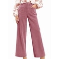 thumbnail image 1 of Women'S Corduroy Wide Leg Pants with Patch Pockets Casual Slim Fit Elastic Waist Trousers Lotus Root Color L, 1 of 8