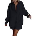 thumbnail image 1 of Women'S Cotton Cardigan Long Sleeve Top and Shorts Set Minimalist Solid Color Loungewear Outfit Black S, 1 of 9