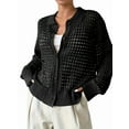 thumbnail image 1 of Women'S Crochet Cardigan Sweater Cardigan Hollow Out Sweater Long Sleeve Button Down Knit Top Black XL, 1 of 7