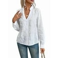 thumbnail image 1 of Women'S Crochet Embroidery Eyelet Tops Shirt Blouse Boho Long Sleeve Button Front Blouse White XL, 1 of 7