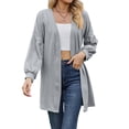 thumbnail image 1 of Women'S Crochet Open Cardigan Long Sleeve Cover Up Summer Blue Gray L, 1 of 9