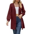 thumbnail image 1 of Women'S Crochet Open Cardigan Long Sleeve Cover Up Summer Wine Red S, 1 of 9