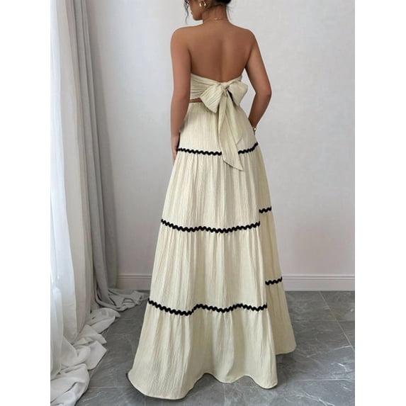 Women'S Crop Top Maxi Skirts Set 2 Piece Outfit Dress Color XL