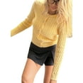 thumbnail image 1 of Women'S Cropped Cable Knit Cardigan Short Fall Long Sleeve Light-Weight Button Up Sweater Yellow M, 1 of 7
