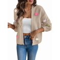 thumbnail image 1 of Women'S Cropped Cardigan Sweaters Boho Crochet Floral Embroidery Oversized Open Front Knit Sweater Outwear Khaki S, 1 of 8