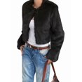 thumbnail image 1 of Women'S Cropped Faux Fur Jacket Long Sleeve Open Front Cardigan Casual Puffy Parka Hairy Short Coat Black XL, 1 of 7