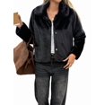 thumbnail image 1 of Women'S Cropped Faux Fur Jacket Long Sleeve Open Front Cardigan Casual Short Coat Black M, 1 of 8