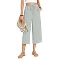 thumbnail image 1 of Women'S Cropped Pants Drawstring Casual with Pockets Loose High Waisted Wide Leg Lounge Pants Light Grey S, 1 of 6