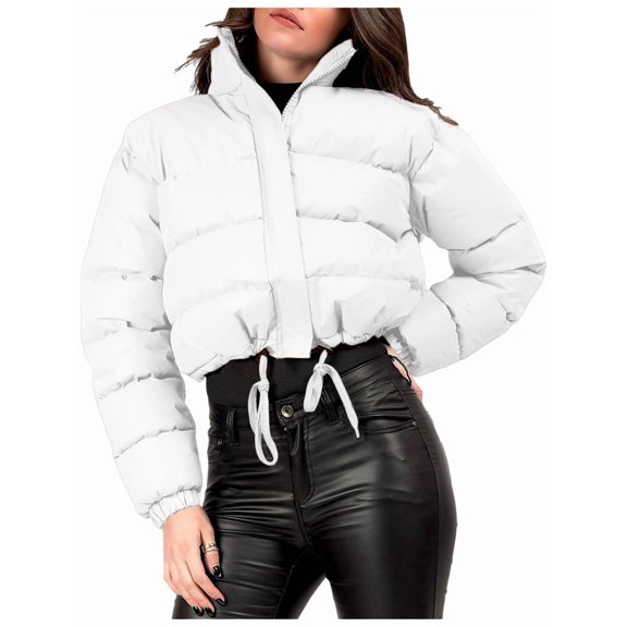 Women' S Cropped Quilted Puffer Jacket Outerwear Coats White S