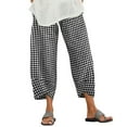 thumbnail image 1 of Women' S Culottes Linen Blend Wide Leg Pants Elastic Waist Casual Palazzo Trousers With Pockets Capris, 1 of 6