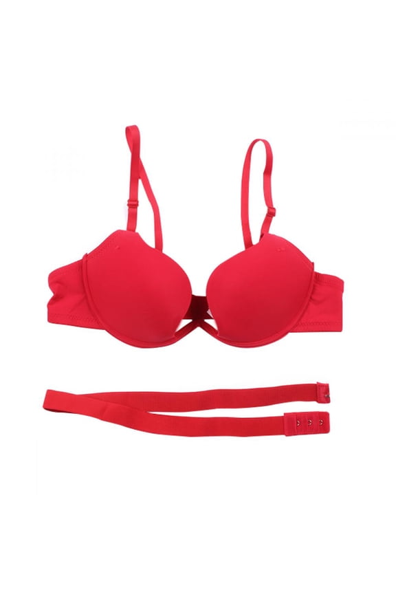 Women'S Deep U Low-Cut Bra Lowcut Convertible Halter Multi-Point Push-Up Bra 32-38B