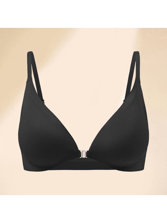Women'S Deep V Front Closure Triangle Cup Seamless Wireless Bra