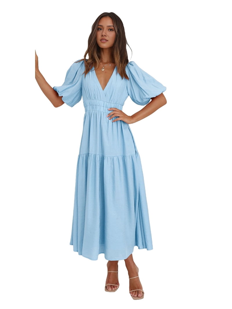 chinese dress ladies Emilio Pleated Bust A-Line Midi Dress Denim Blue– Selfie Leslie main image 0