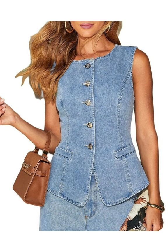 Women'S Denim Vest Blue Vest S